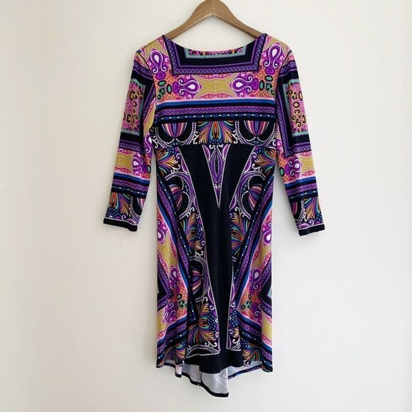 Eva Varro Vibrant Geometric Print Stretch Jersey Dress Medium - Picture 3 of 5